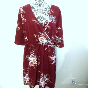 Floral wrap style 3/4 sleeve dress XL